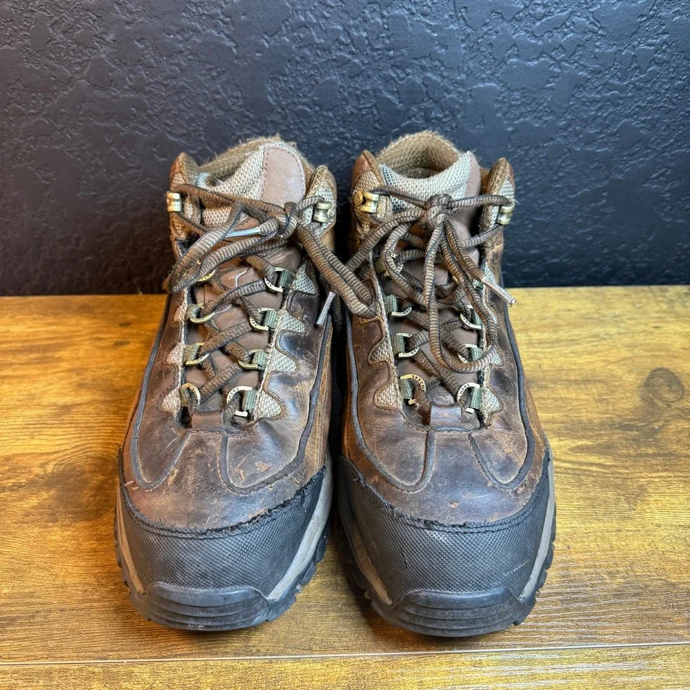 Skechers Work Steel Toe 76068EW Brown Leather Safety Boots Mens 10.5 Wide
